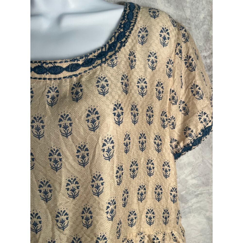 Sigrid Olsen Women’s Medium Boho Floral Block Print Cotton Peasant Top NWT - Picture 2 of 5